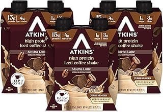 Atkins Mocha Latte Iced Coffee Flavored Protein Shake, High Protein, Low Glycemic, Low Carb and Low Sugar Shakes, Keto-Fri...