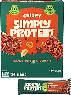 Simply Protein - Peanut Butter Chocolate Crispy Bars - Plant Based Protein Bars - Low Carb, Low Sugar, High Fiber - 13g Pr...
