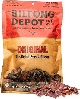 Biltong Depot Original Lean Beef Biltong Slices - 8oz | Air-Dried Beef Jerky Snack | High Protein | Zero Sugar | Keto & Pa...