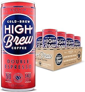 High Brew Coffee, Cold Brew Coffee, Double Espresso, 8 Fl Oz, Ready-To-Drink (Pack of 12)