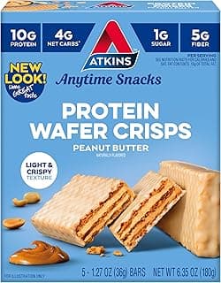 Atkins Peanut Butter Protein Wafer Crisps, Protein Dessert, 4g Net Carb, 1g Sugar, Keto Friendly, 5 Count