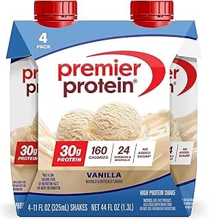 Premier Protein Shake, Vanilla, 30g Protein, No Added Sugar, 24 Vitamins & Minerals to Support Immune Health, 11 fl oz, 4 ...
