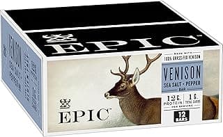 Sponsored Ad - EPIC Bars, Venison Sea Salt and Pepper Bar, Keto Friendly, Whole30 Approved, Gluten Free, 12 Count, 15.6 oz