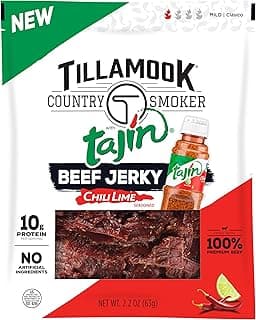 Tillamook Beef Jerky, Country Smoker Beef Jerky with Chili Lime Tajin Seasoning, Low Carb & High Protein, Ready to Eat Ket...