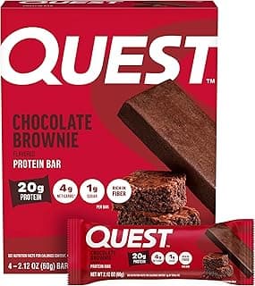 Quest Nutrition Chocolate Brownie Protein Bars, 20g Protein, 4g Net Carbs, 1g Sugar, High Fiber, Gluten Free, Keto Friendl...
