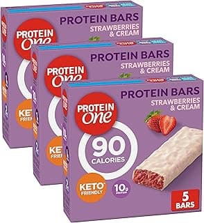 Protein One 90 Calorie Protein Bars, Strawberries and Cream, Keto Friendly, 5 Ct, 4.8 oz (Pack of 3)