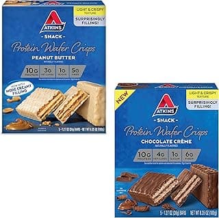 Atkins Protein Wafer Crisps Bundle, Peanut Butter & Chocolate Crème, Keto Friendly, 5 Count Each