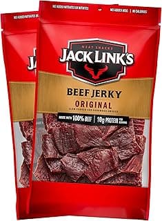 Jack Link's Beef Jerky, Original, Large Jerky Bags - Flavorful Meat Snacks, Ready to Eat Protein Snacks with 10g of Protei...