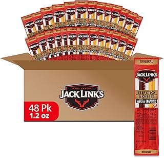 Jack Link's Original Beef Jerky Sticks and Cheese Sticks Combo - (48 Pack) 1.2 oz Snack Packs - Ready to Eat Protein Snack...