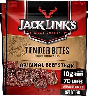 Jack Link’s Beef Tender Bites, Original Beef Steak, 2.85 oz Bag, Pack of 2 – On-the-Go, Poppable Meat Snack, Good Source o...