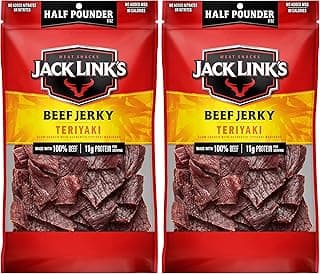 Jack Link's Beef Jerky, Teriyaki, Half Pounder Large Jerky Bag - Flavorful Meat Snack, Ready to Eat Protein Snacks with 11...