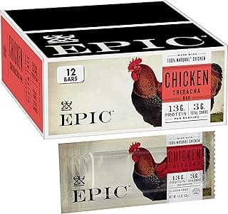 EPIC Chicken Sriracha Protein Bars, Whole30, Keto Friendly, 12 ct, 18 oz