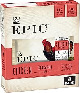 EPIC Chicken Sriracha Bar, Keto and Paleo Friendly, Protein Bars, 4 Ct, 5.2 oz