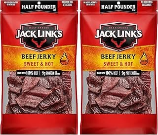 Jack Link's Beef Jerky, Sweet & Hot, Half Pounder Large Jerky Bag - Flavorful Meat Snack, Ready to Eat Protein Snacks with...