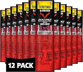 Jack Link's Teriyaki Beef Jerky Steaks - Ready to Eat Real Meat Protein Snacks - 9g Protein per Serving - Made with 100% R...