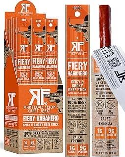 Righteous Felon Meat Sticks | 100% Grass Fed Beef | 9g Protein per Stick | Keto, Gluten-Free, Low Sugar, High Protein Snac...