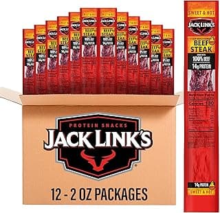 Jack Link's Sweet & Hot Beef Jerky Steaks - (12 Pack) 2 oz Steaks - Ready to Eat Real Meat Protein Snacks - 14g Protein pe...
