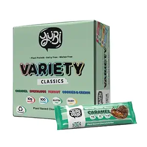 YuBi Bars - Protein Bars - 12 Bar Variety Pack - 100 Calories, 10g of Protein, Low Sugar, Low Carb, Gluten Free, Dairy Free, Healthy Snack, Non-GMO - 14.8oz (12 Pack, Variety Box)
