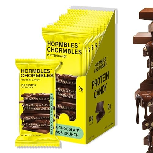 Hormbles Chormbles Protein Candy Bars, Classic Milk, 10g Protein, 0g Sugar, 150 Calories, Milk Chocolate Candy With Crunchy Pieces, Sugar Free Snacks or Dessert, 1.13 Oz, 12 Pack