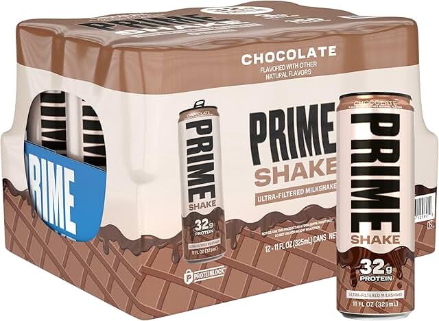 PRIME chocolate protein shake listed by 180cal as a chocolate high protein snack under 180 calories