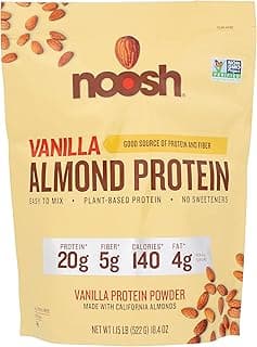 NOOSH Plant Based Almond Protein Powder Vanilla 41 Gram - Vegan Protein Powder, All Natural Ingredients, Non-GMO, Gluten F...