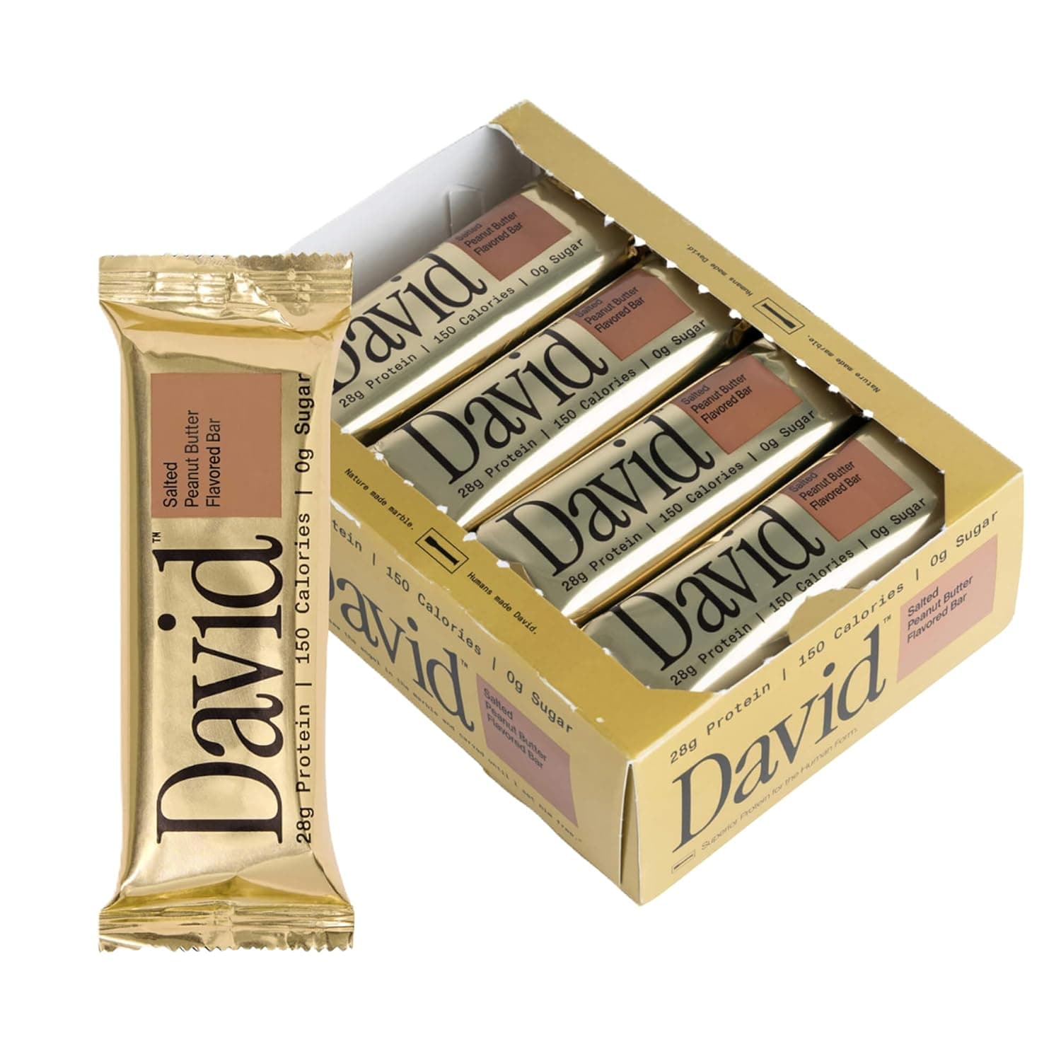 David High Protein Bars, Salted Peanut Butter, 28g Protein, 150 Calories, 12 Count