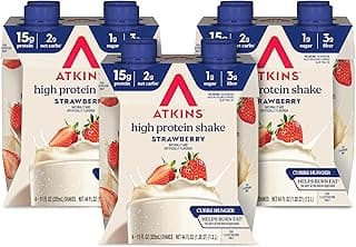 Atkins Strawberry Flavored Protein Shake, High Protein, Low Glycemic, Low Sugar and Low Carb, Keto Friendly, Gluten Free, ...
